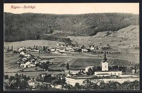 AK Aigen-Schlägl, Teilansicht mit Kirche