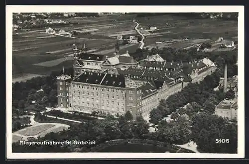 AK Maria Enzersdorf, St. Gabriel vom Flugzeug aus