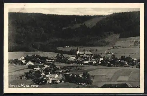 AK Aigen i. M., Ortspartie mit Kirche