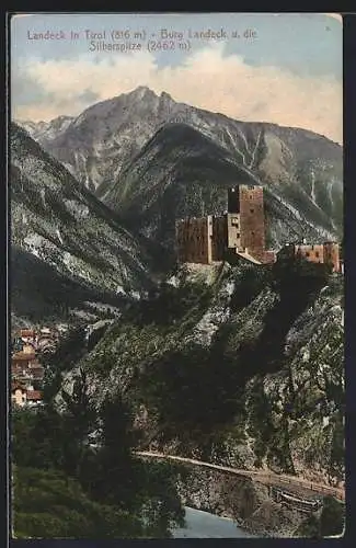 AK Landeck /Tirol, Burg Landeck u. die Silberspitze