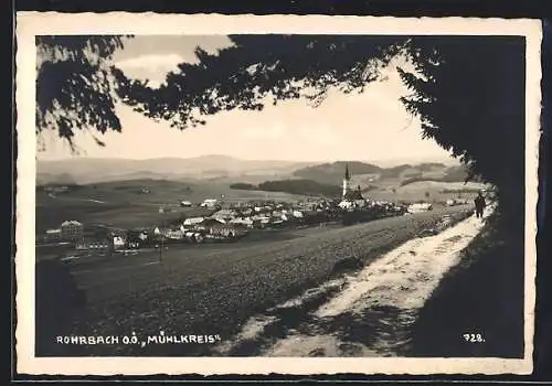 AK Rohrbach /O.Ö., Blick auf den Ort vom Weg aus