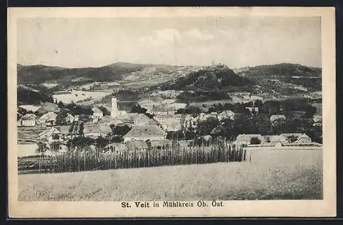 AK St. Veit in Mühlkreis, Ortsansicht in der Hügellandschaft