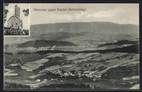 AK Kollerschlag, Panorama gegen Norden, Gebäude mit Turm