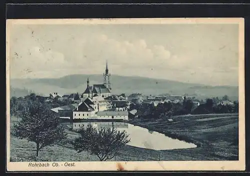 AK Rohrbach /Ob.-Oest., Ortsansicht mit Kirche