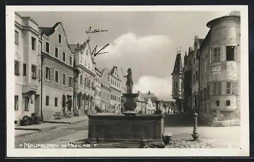 AK Neufelden im Mühlkreis, Brunnen vor dem Post- und Telegraphenamt