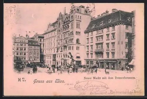 AK Wien, Neuer Markt mit dem Donner-Brunnen