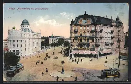 AK Wien, Aspernplatz mit Uraniatheater, Strassenbahn