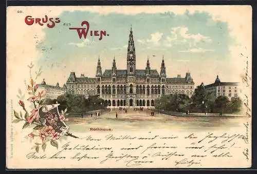 Lithographie Wien, Rathaus, Wappen