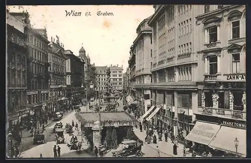 AK Wien, Graben mit Geschäften und Denkmal