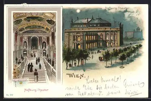 Lithographie Wien, Burgtheater, Hauptstiege