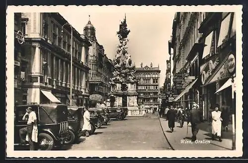 AK Wien, Geschäfte und Automobile im Graben