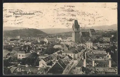 AK Perchtoldsdorf, Teilansicht mit Kirche und Strassenpartie
