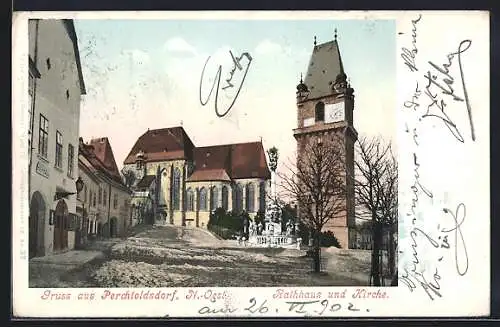 AK Perchtoldsdorf, Rathaus und Kirche