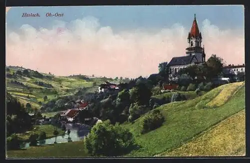 AK Haslach /Ob-Oest., Blick auf die Kirche, Ortsansicht