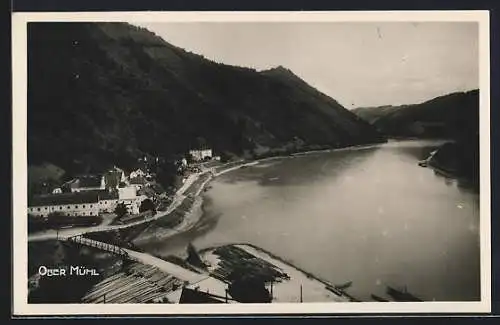 AK Kirchberg ob der Donau, Obermühl und Flusspartie aus der Vogelschau