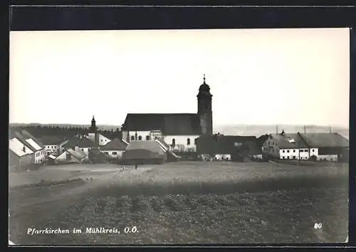 AK Pfarrkirchen im Mühlkreis, Ortsansicht mit Kirche