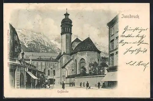 AK Innsbruck, Strassenpartie mit Hofkirche