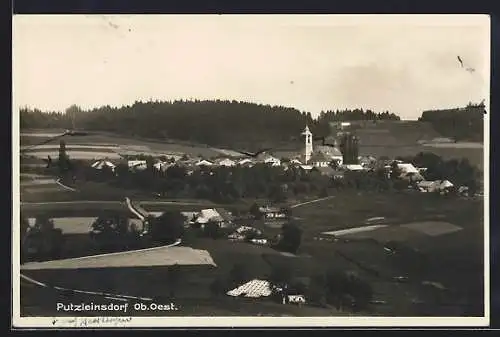 AK Putzleinsdorf, Panorama mit Kirche