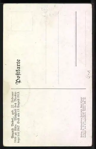 AK Porträt von August Bebel, Mitglied des Reichstags, Arbeiterbewegung