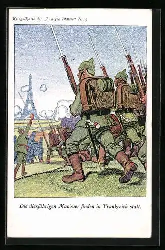 AK Deutsche Truppen marschieren auf Paris zu