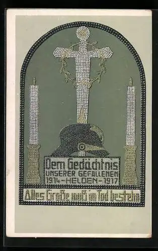 AK Dem Gedächtnis unserer gefallenen Helden 1914-1917, Pickelhaube-Nagelung