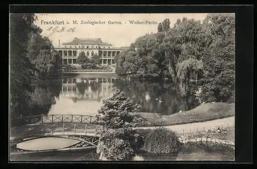 AK Frankfurt a. M., Zoologischer Garten, Weiher-Partie