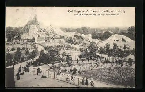 AK Stellingen-Hamburg, Hagenbeck`s Tierpark, Überblick vom Aussichtsturm