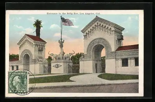 AK Los Angeles, Cal., Entrance to the Selig Zoo