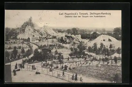 AK Stellingen-Hamburg, Hagenbeck`s Tierpark, Überblick vom Aussichtsturm aus