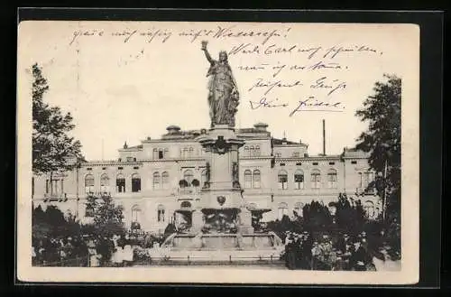 AK Frankfurt a. M., Schützenbrunnen und Gesellschaftshaus des Zoologischen Gartens