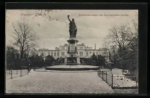 AK Frankfurt a. M., Schützenbrunnen am Zoologischen Garten