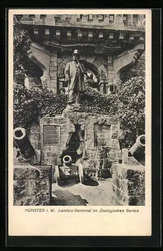 AK Münster i. W., Landois-Denkmal im Zoologischen Garten