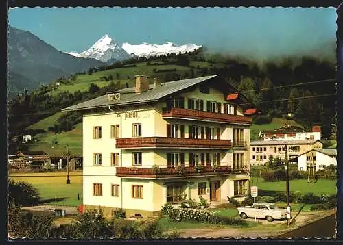 AK Zell am See, Pension Ursula v. J. Tröger, Blick gegen Hohe Tauern und Kitzsteinhorn