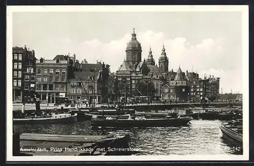 AK Amsterdam, Prins Hendrikkade met Schreierstoren