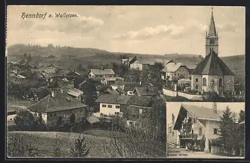 AK Henndorf a. Wallersee, Gesamtansicht, Gasthaus Kasper Moser