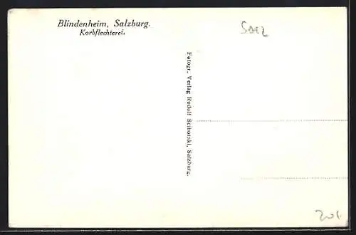 AK Salzburg, Blindenheim, Arbeit in der Korbflechterei