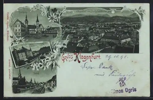 Mondschein-Lithographie Klagenfurt, Landhaus, Neuer Platz und Rainerhaus, Lend