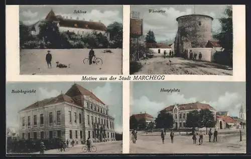 AK Marchegg, Wienertor, Schloss, Bezirksgericht, Hauptplatz