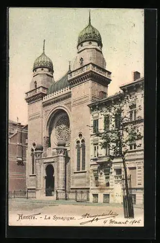 AK Anvers, La Synagogue, Synagoge