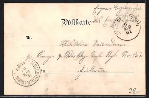 Lithographie Derdingen, Strassenpartie, Kirche, Denkmal