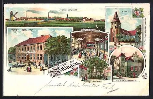 Lithographie Wittingen, Hotel Nöhre, Villa v. d. Knesebeck