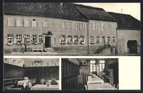AK Knittlingen, Gasthof Kanne, Innenansichten Weinstüble und Nebenzimmer