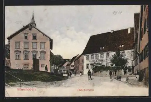 AK Blaufelden, Hauptstrasse mit Gasthaus Zum Hirsch