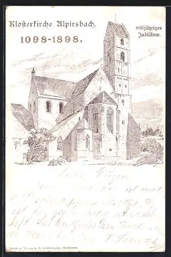 Lithographie Alpirsbach, 800 Jahre Klosterkirche 1098-1898