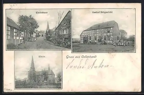 AK Callenhardt, Gasthof Knippschild, Kirchstrasse, Kirche