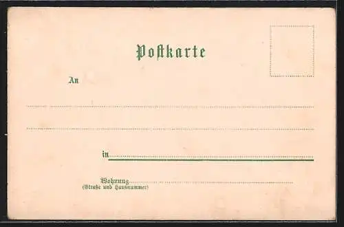 Lithographie Oelbronn, Versandhaus v. Kächele, Rathaus u. Schulhaus