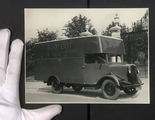 Fotografie Lastwagen Morris mit Hamshaw Aufbau, Kastenwagen W. Bodycot Asylum Street Works Leicester