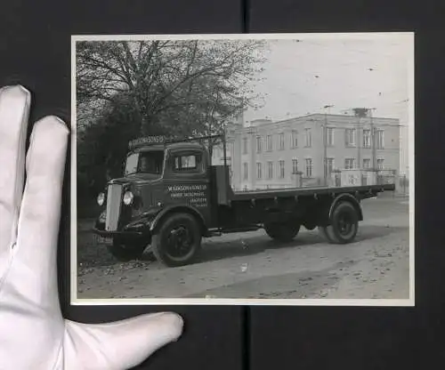 Fotografie Lastwagen Morris mit Hamshaw Pritschen Aufbau, LKW W. Gimson & Sons LTD. Timber Merchants Leicester