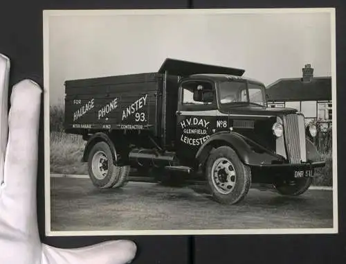 Fotografie Lastwagen Morris mit Hamshaw Kipper-Aufbau, LKW H.V. Day For Haulage Glenfield Leicester