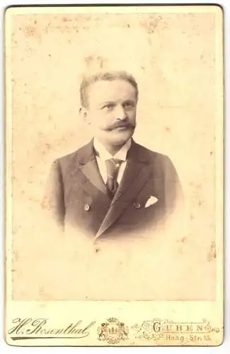 Fotografie H. Rosenthal, Guben, Haag Str. 13, Portrait eines Mannes mit Schnurrbart und Anzug